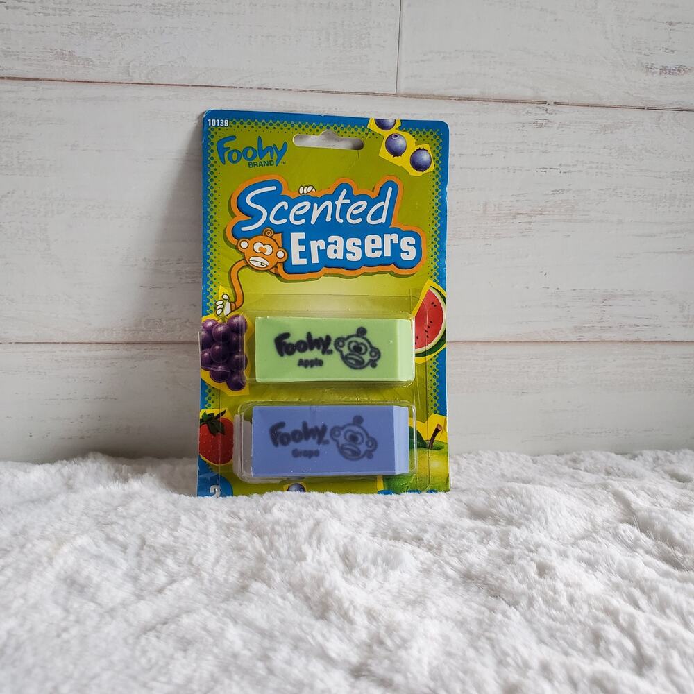 Vintage Foohy Scented Erasers Apple Grape 2004 Read Description